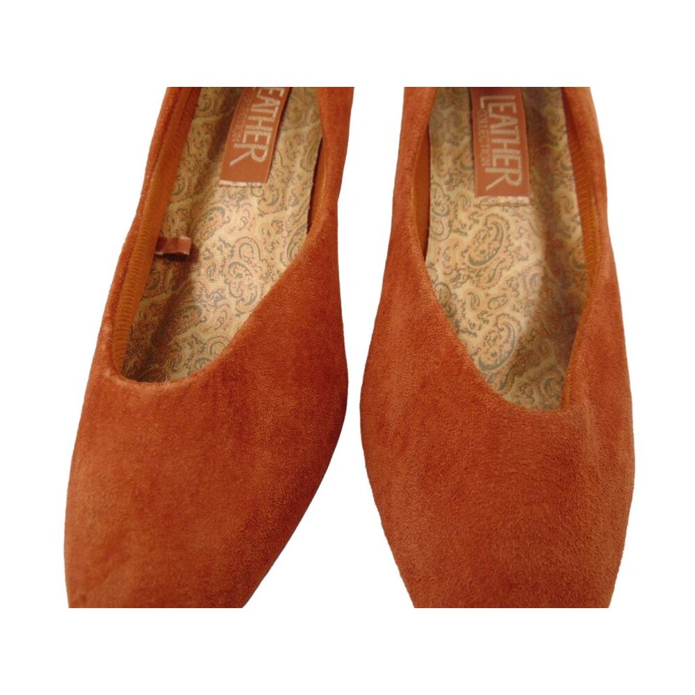 Vintage Women's 90s Leather Collection Brown Suede Pumps Size 10 Shoes Preppy - Picture 5 of 14